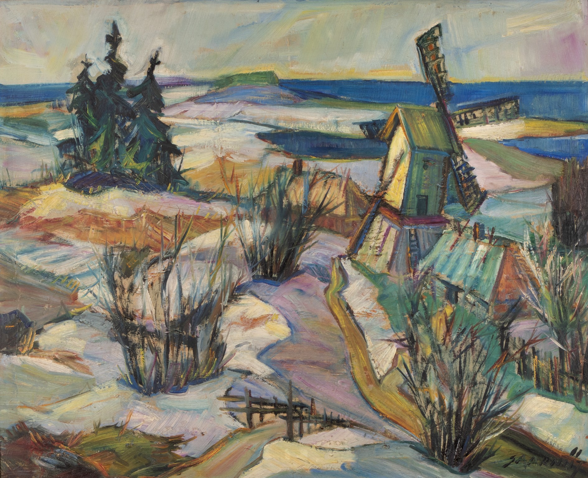 Joann Voldemar Saarniit "Landscape With Windmill"