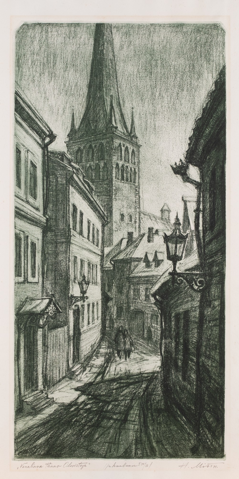Hugo Mitt "Street of Old Town With St Olaf's Church"