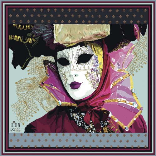 Nina DoShe "Venice Mask Silk Scarf"