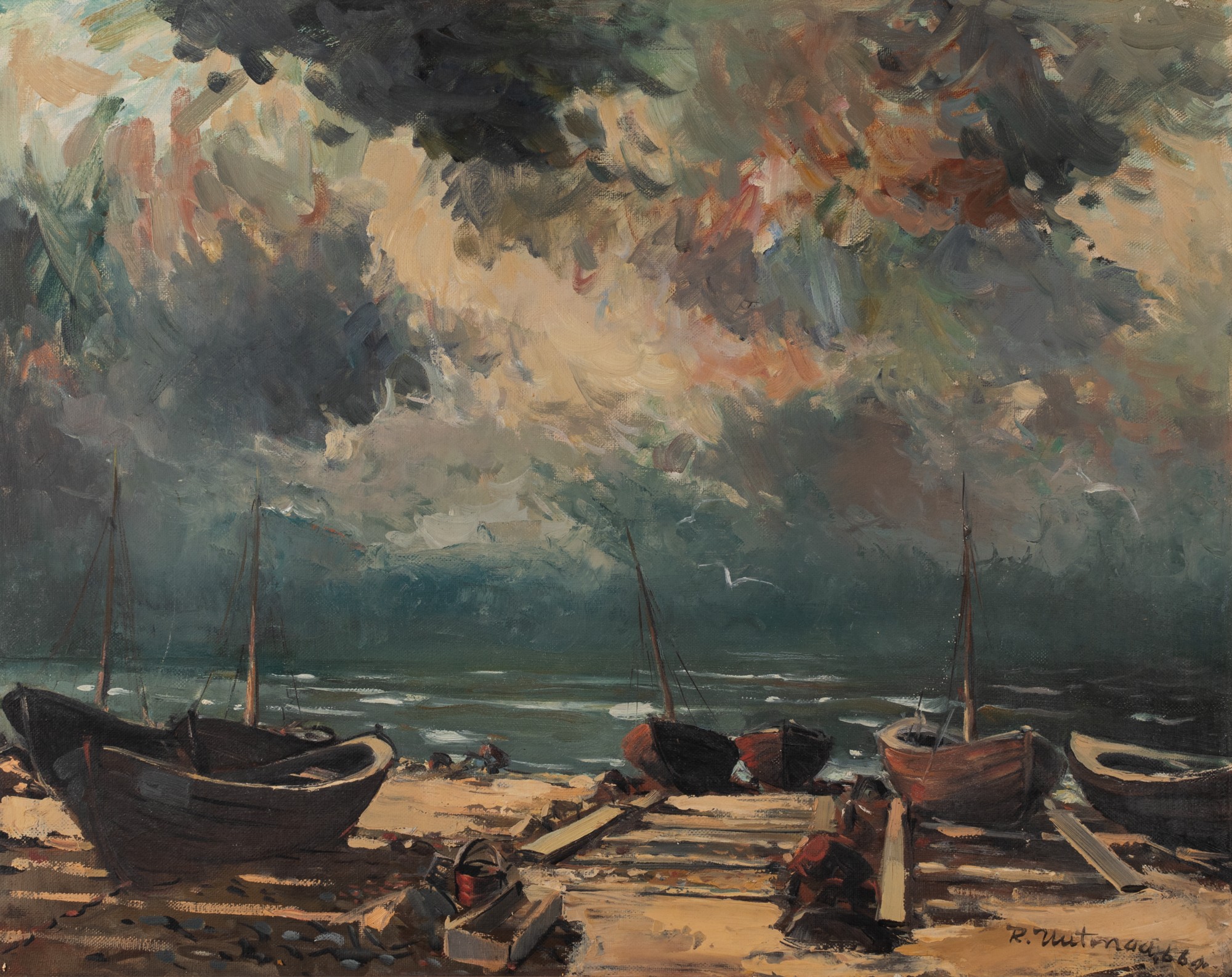 Richard Uutmaa "Fishing Boats on the Shore"