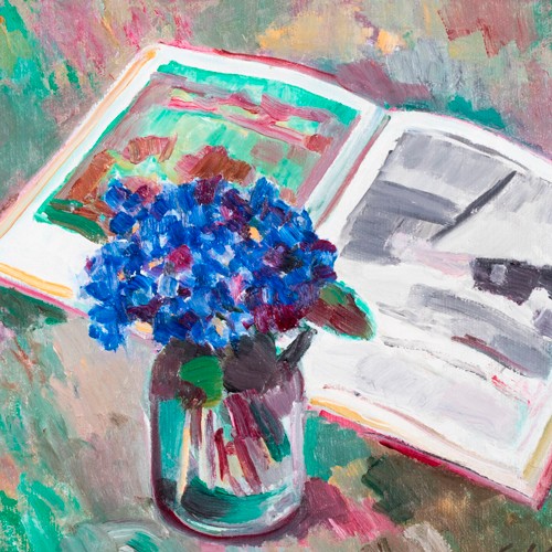 Eduard Einmann "Flower Vase with a Book"