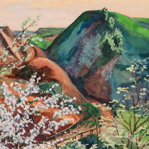 Landscape with Blooming Trees