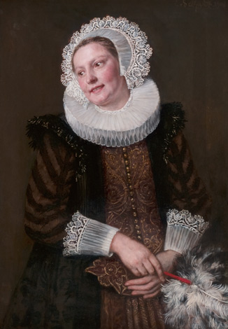 Eduard Von Gebhardt "Naise portree 17. sajandi Hollandi patriitsitari kostüümis"