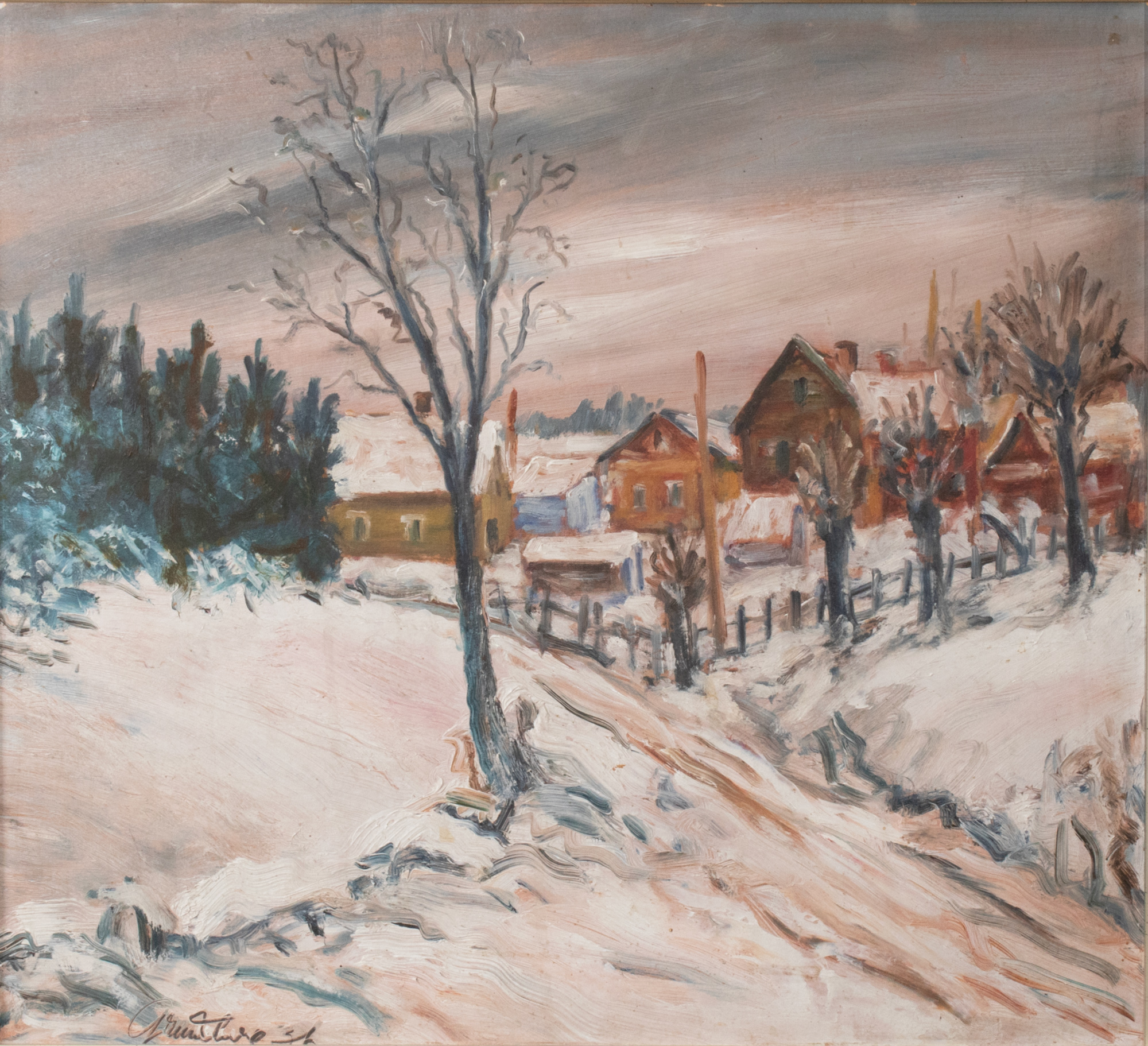 Winter Landscape With Houses