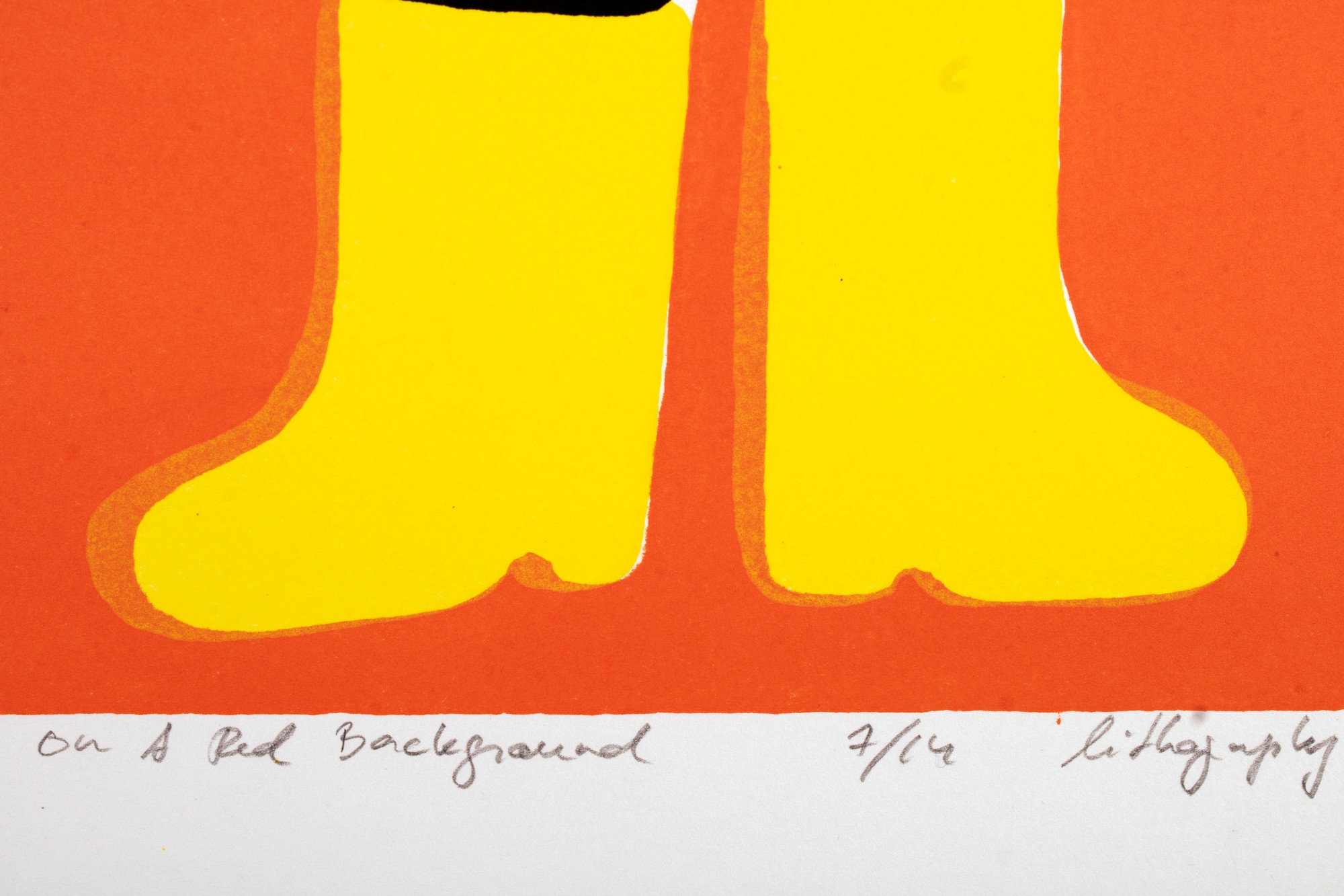 Yellow Rubberboots-Man on a Red Background, 7/14