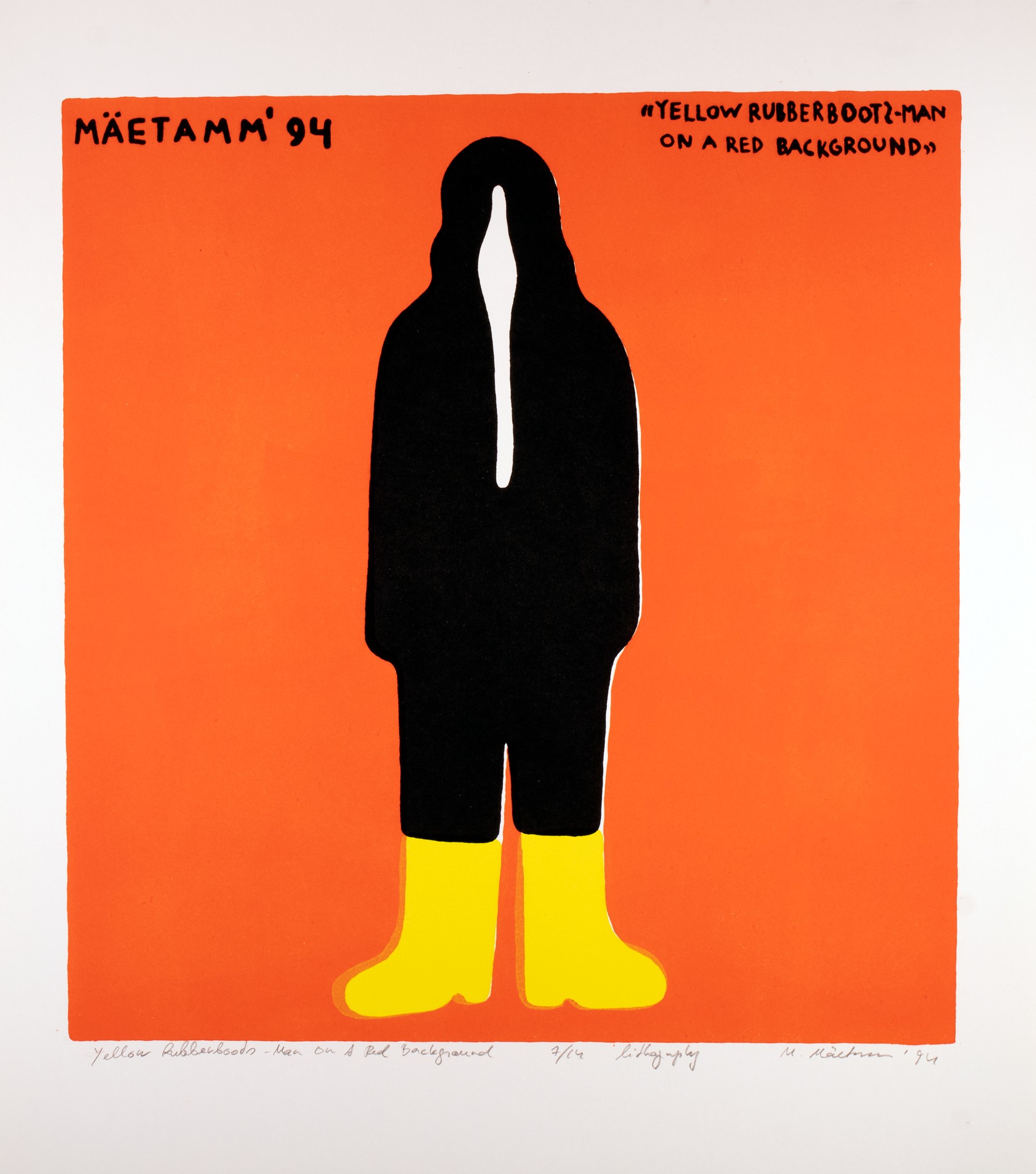 Yellow Rubberboots-Man on a Red Background, 7/14