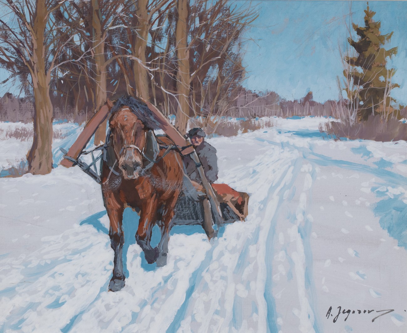 Sledge on a Snowy Road