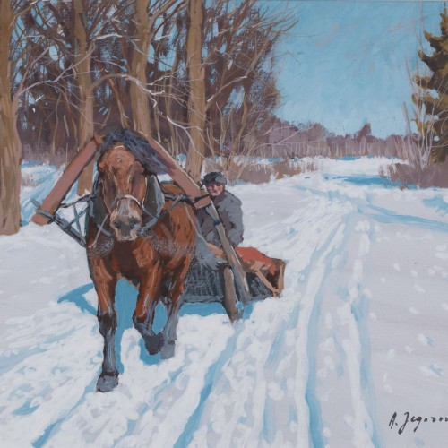 Sledge on a Snowy Road
