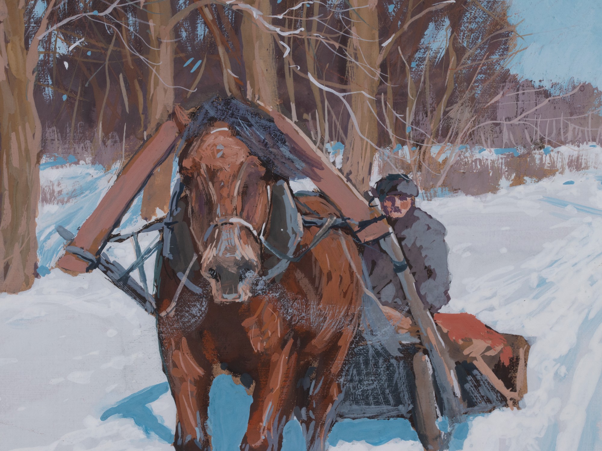 Sledge on a Snowy Road