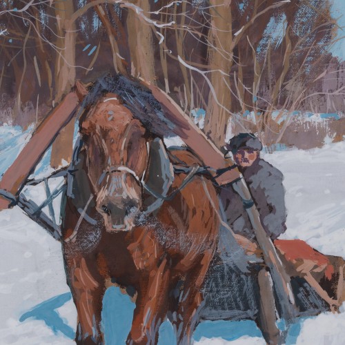 Sledge on a Snowy Road