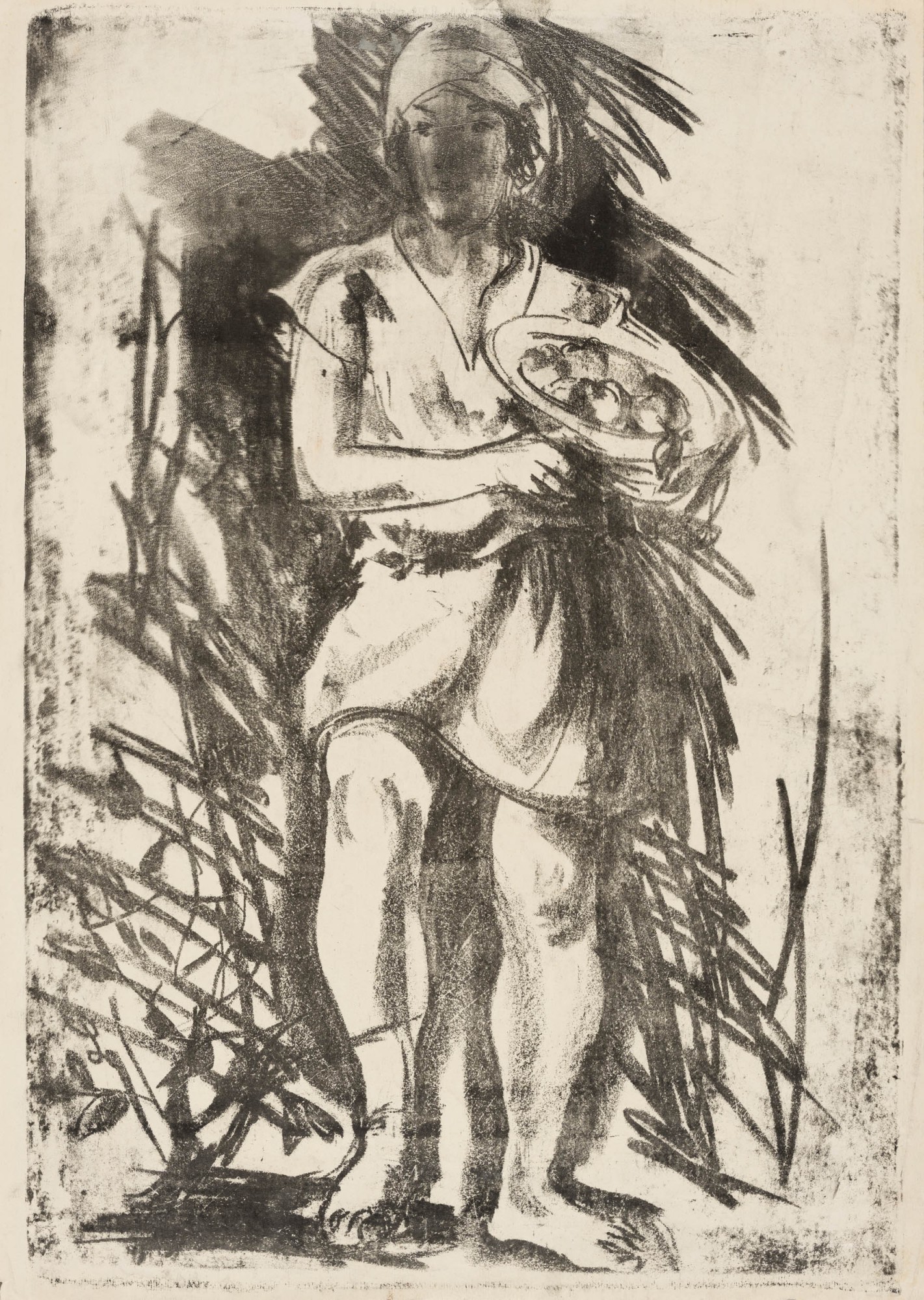 Tütarlaps puuviljavaagnaga