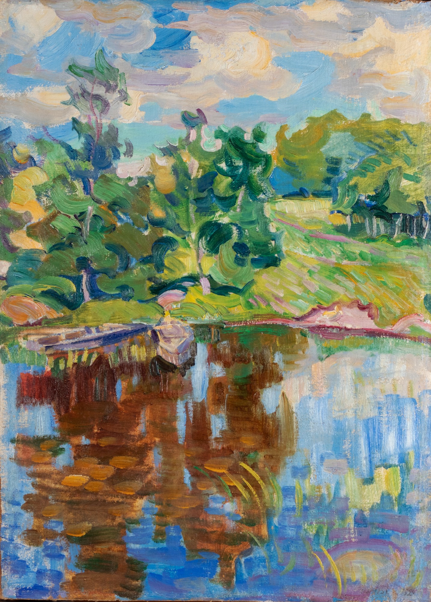 Riverside View With Boats