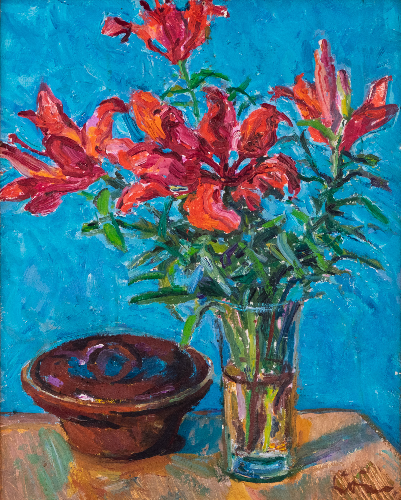 Red Lilies in a Vase