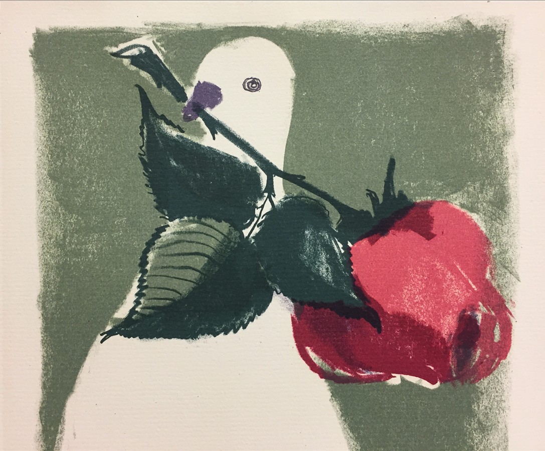 Kirjatuvi punase roosiga