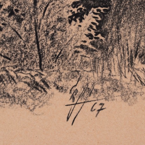 Üksik puu metsa taustal