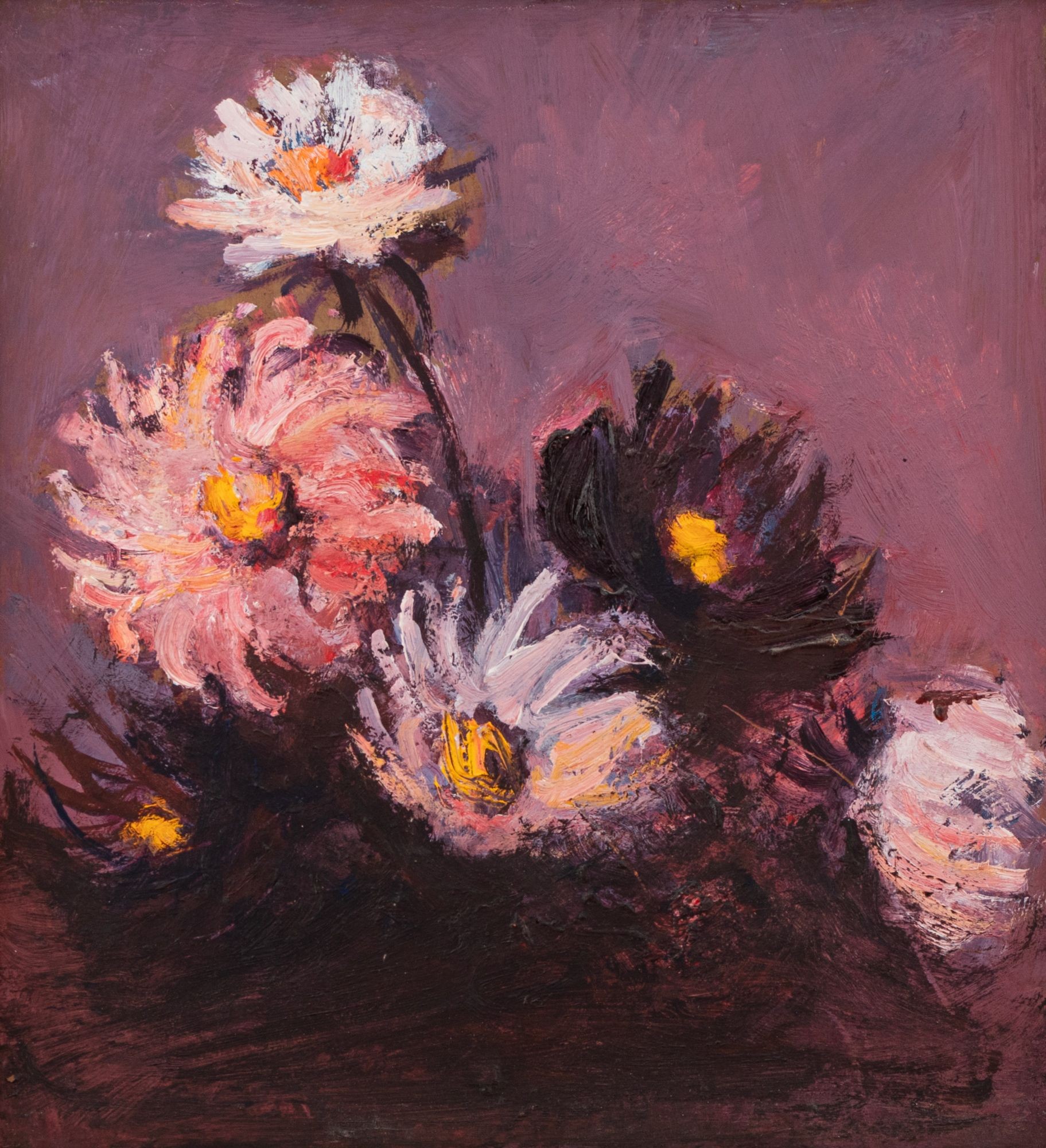 Asters with a White Blossom