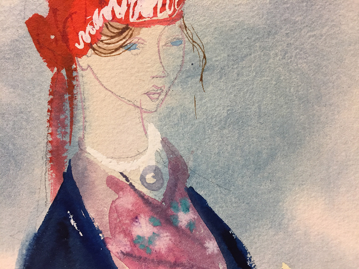 Vigala naine punase tanuga