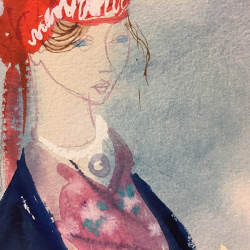 Vigala naine punase tanuga