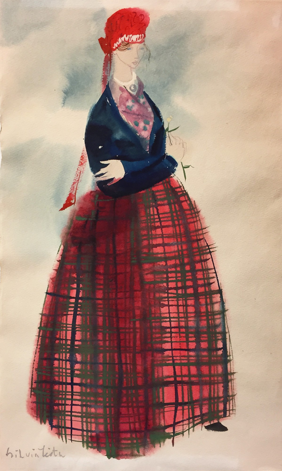 Vigala naine punase tanuga