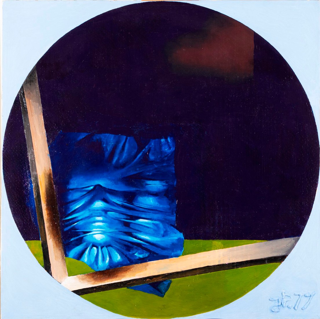 Tondo on a Blue Background