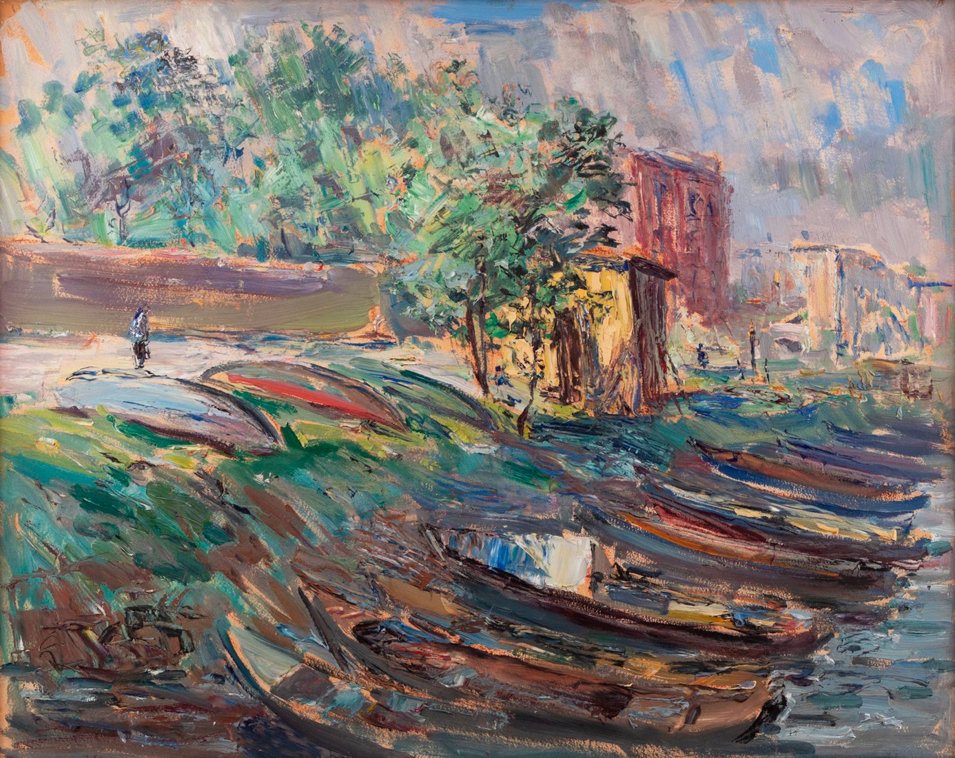 The Coast of Emajõgi with Boats