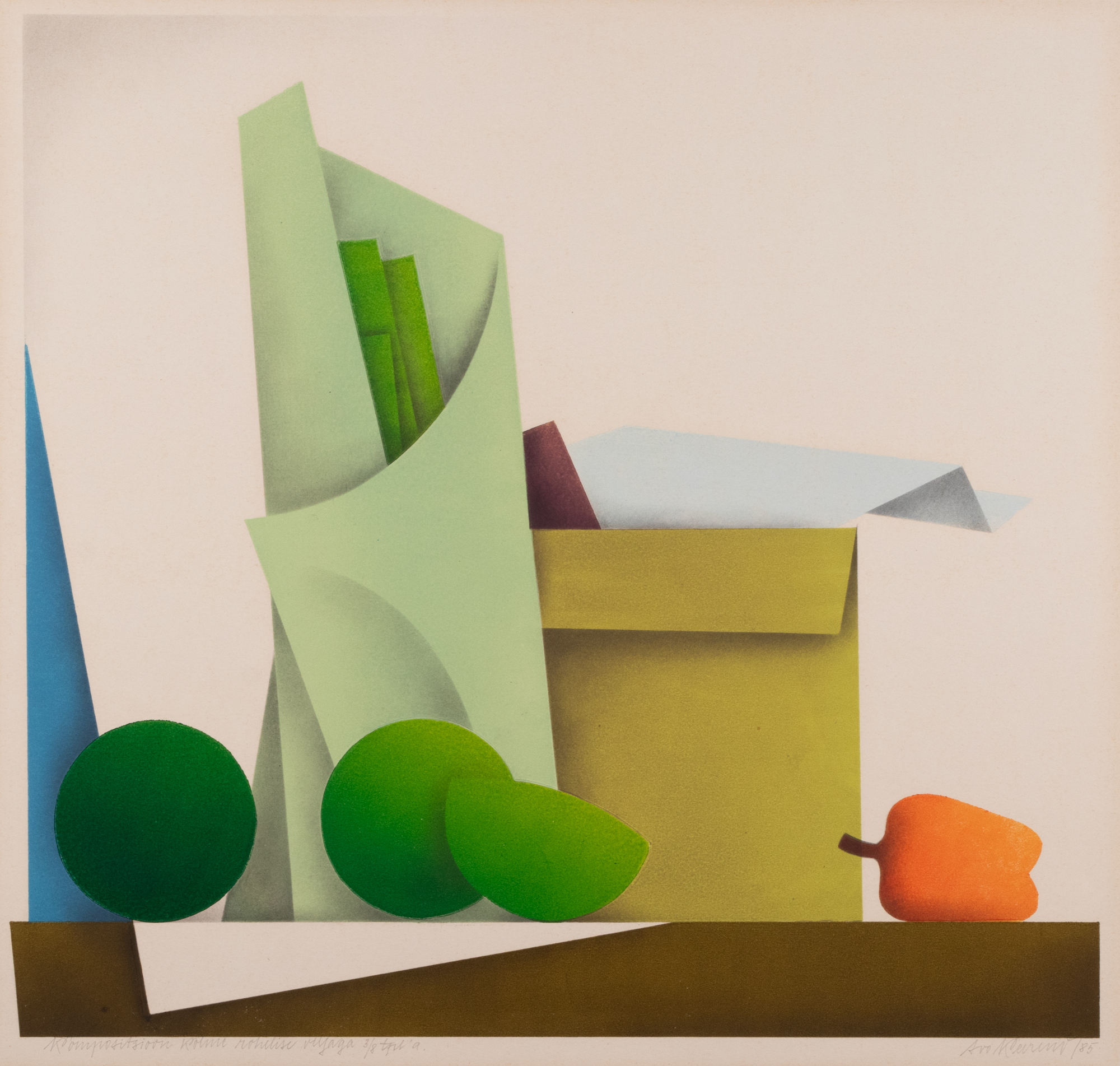 Composition with Three Green Fruits
