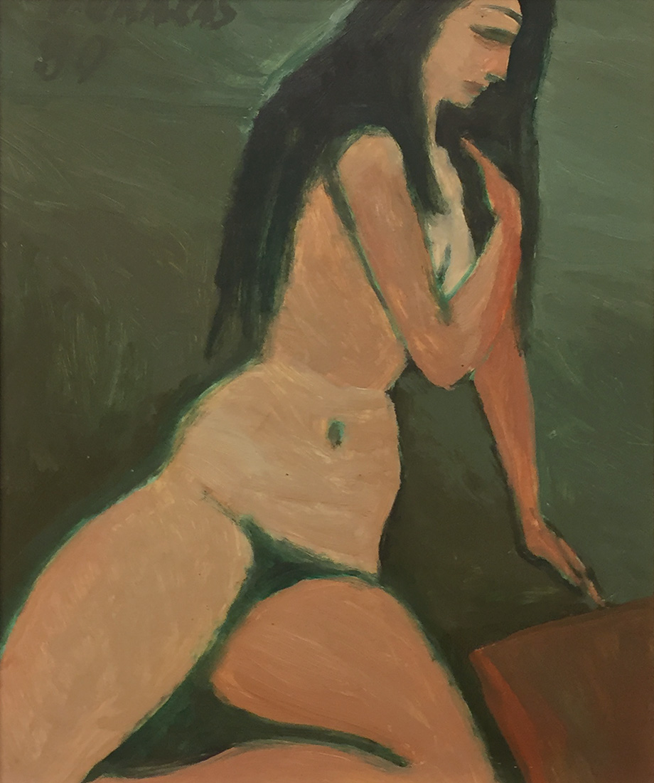 Akt rohelisel taustal