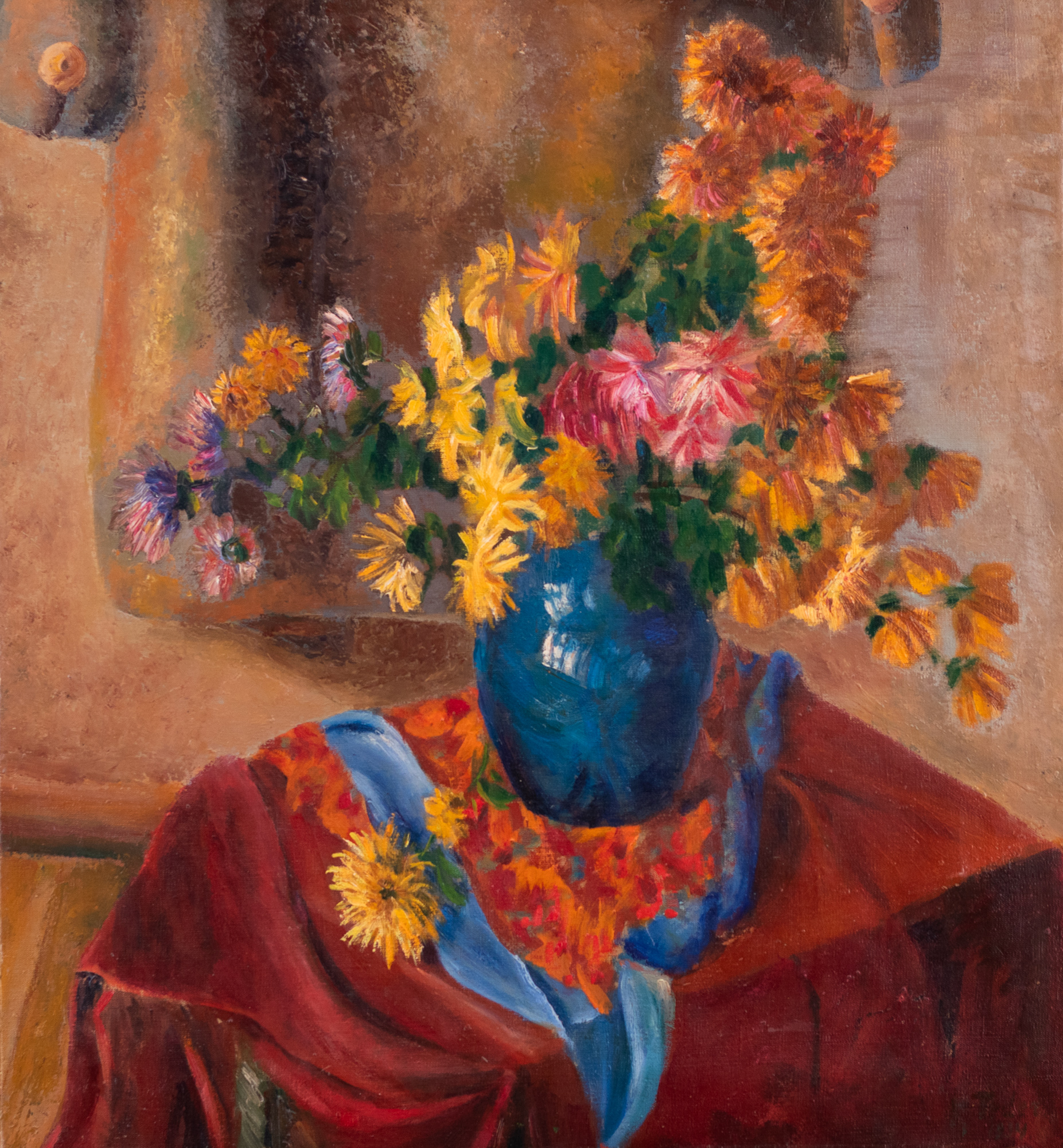 Flowers with a Blue Vase