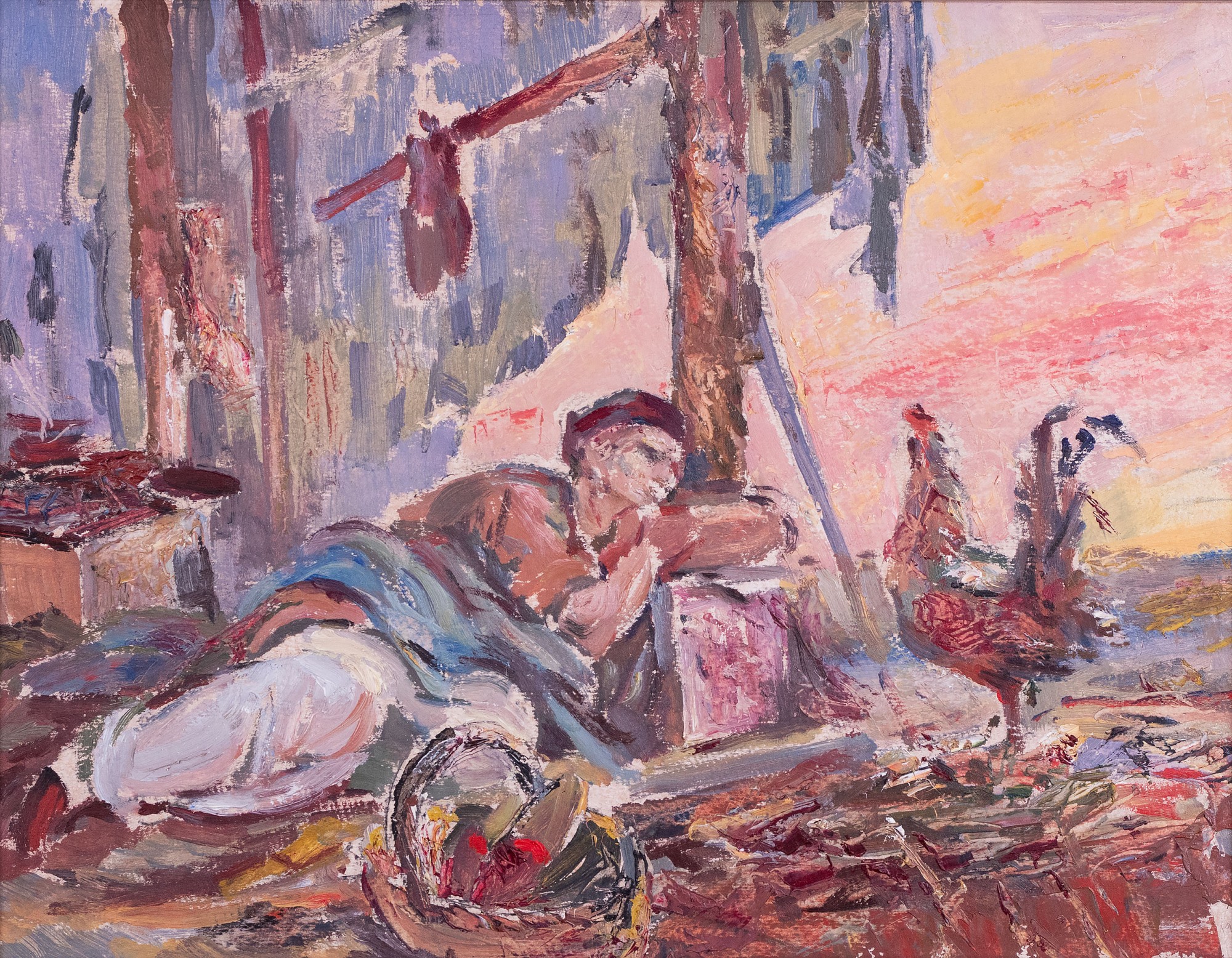 Reclining Man with a Rooster