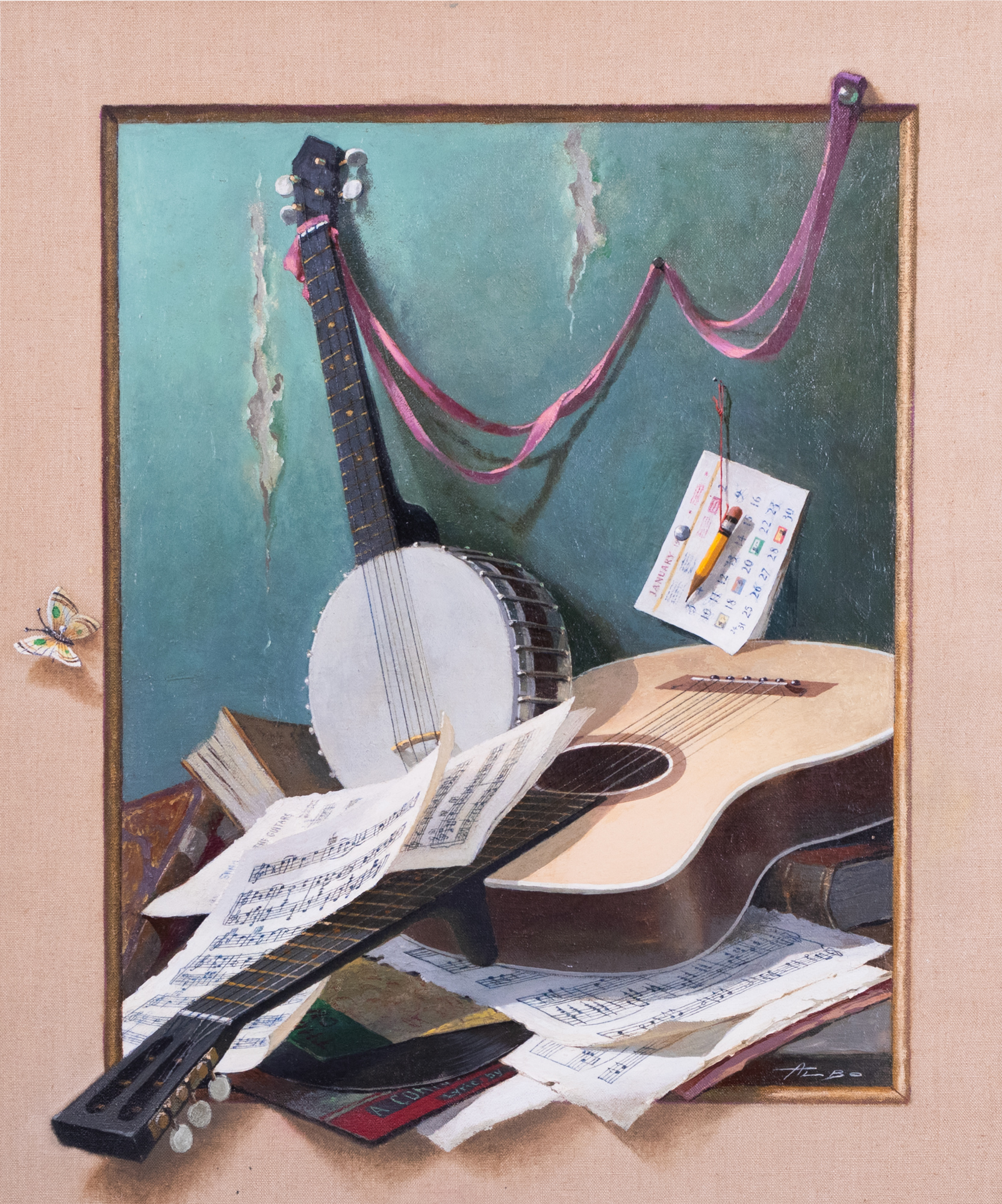 Composition with a Banjo and a Guitar