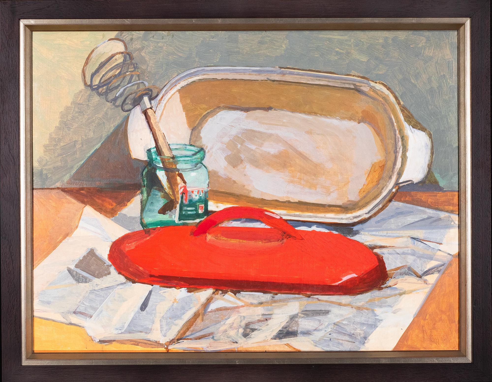 Natüürmort punase kaane ja purgiga