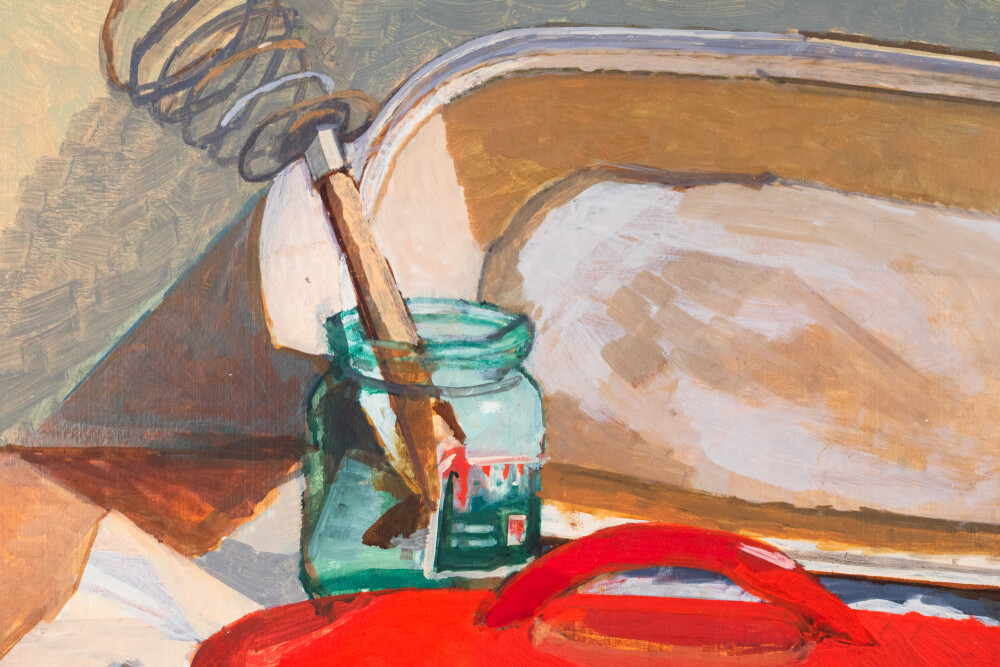 Natüürmort punase kaane ja purgiga