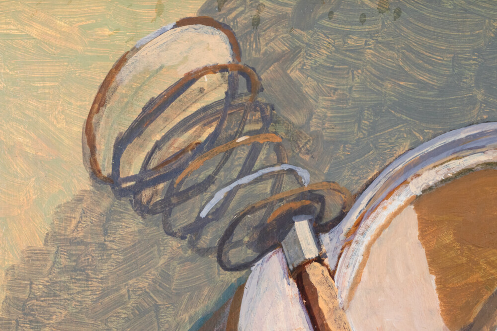 Natüürmort punase kaane ja purgiga