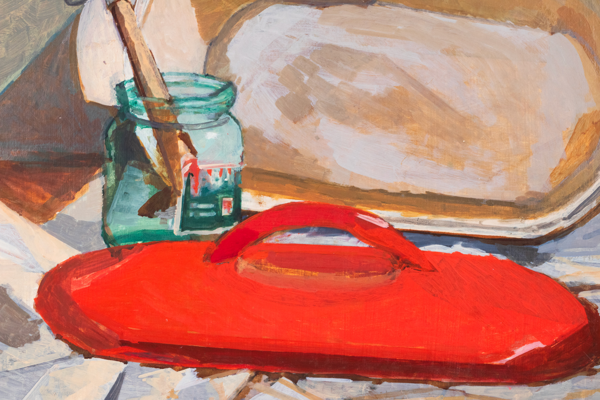 Natüürmort punase kaane ja purgiga