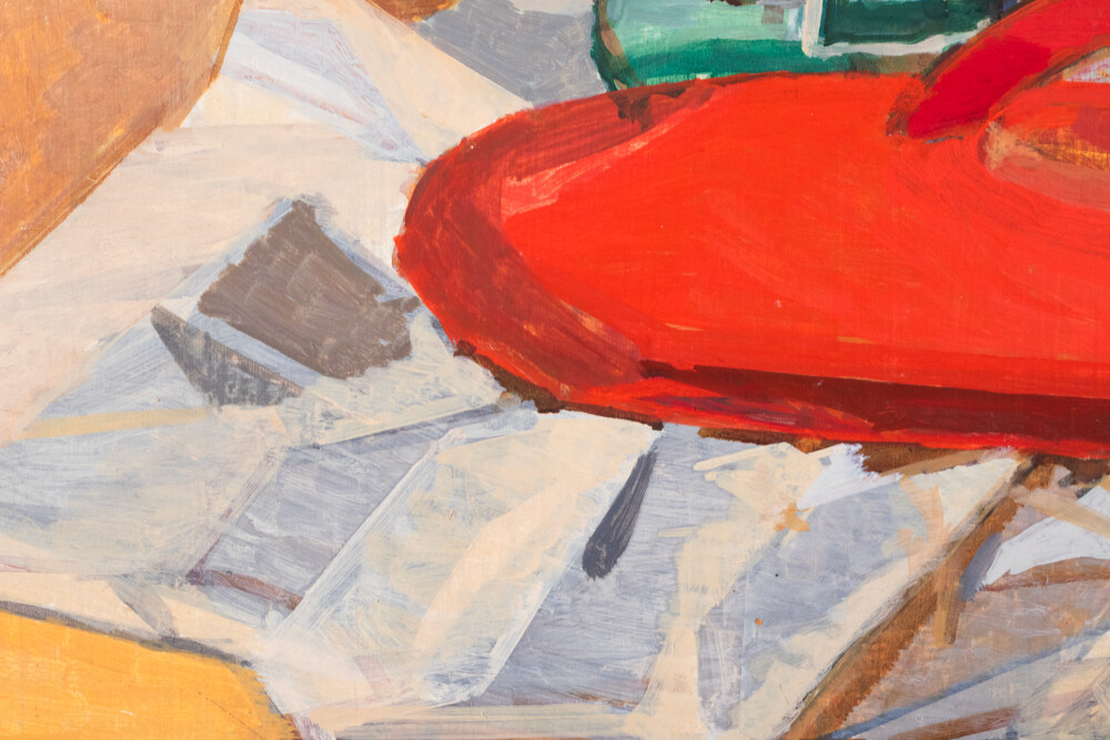 Natüürmort punase kaane ja purgiga