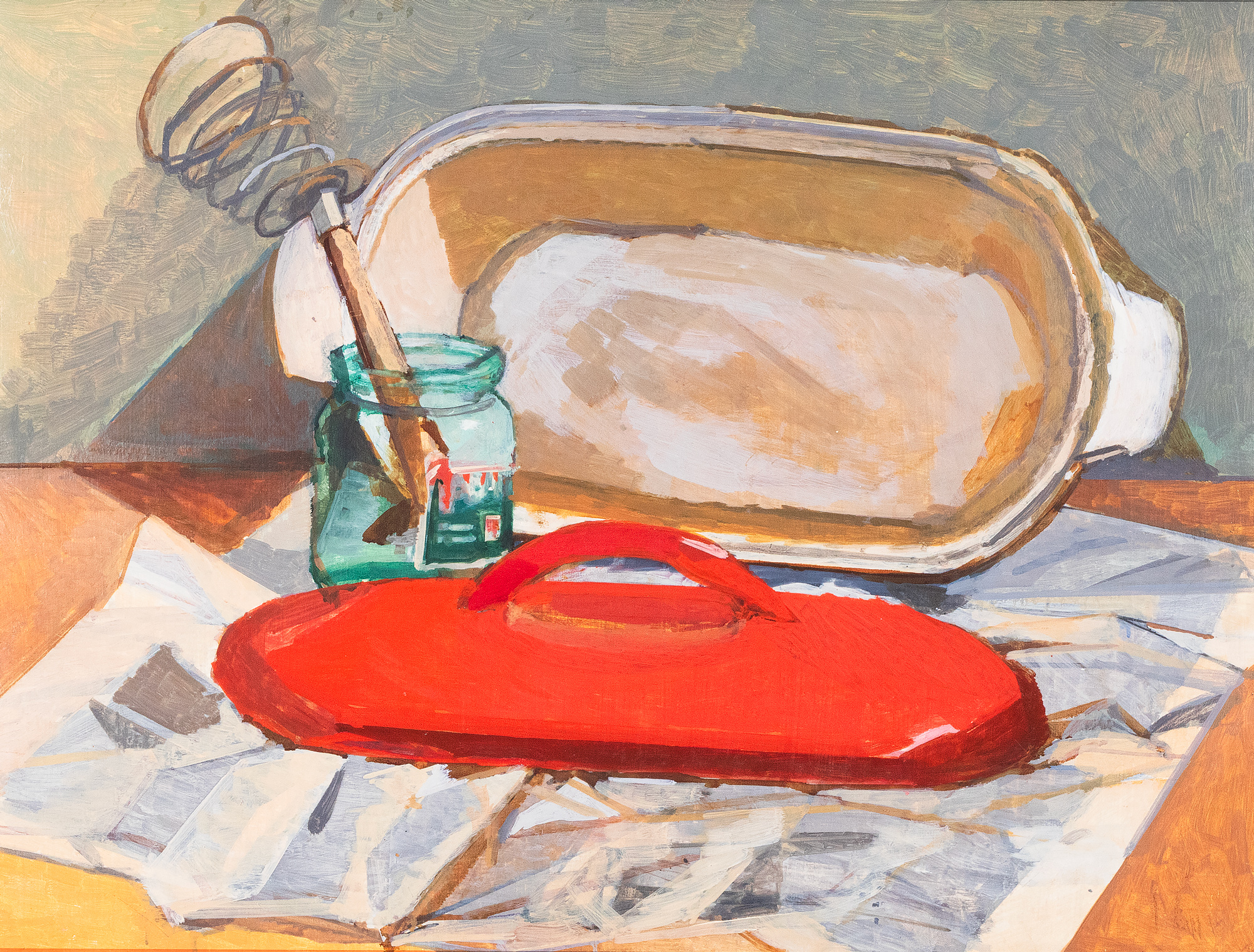 Natüürmort punase kaane ja purgiga