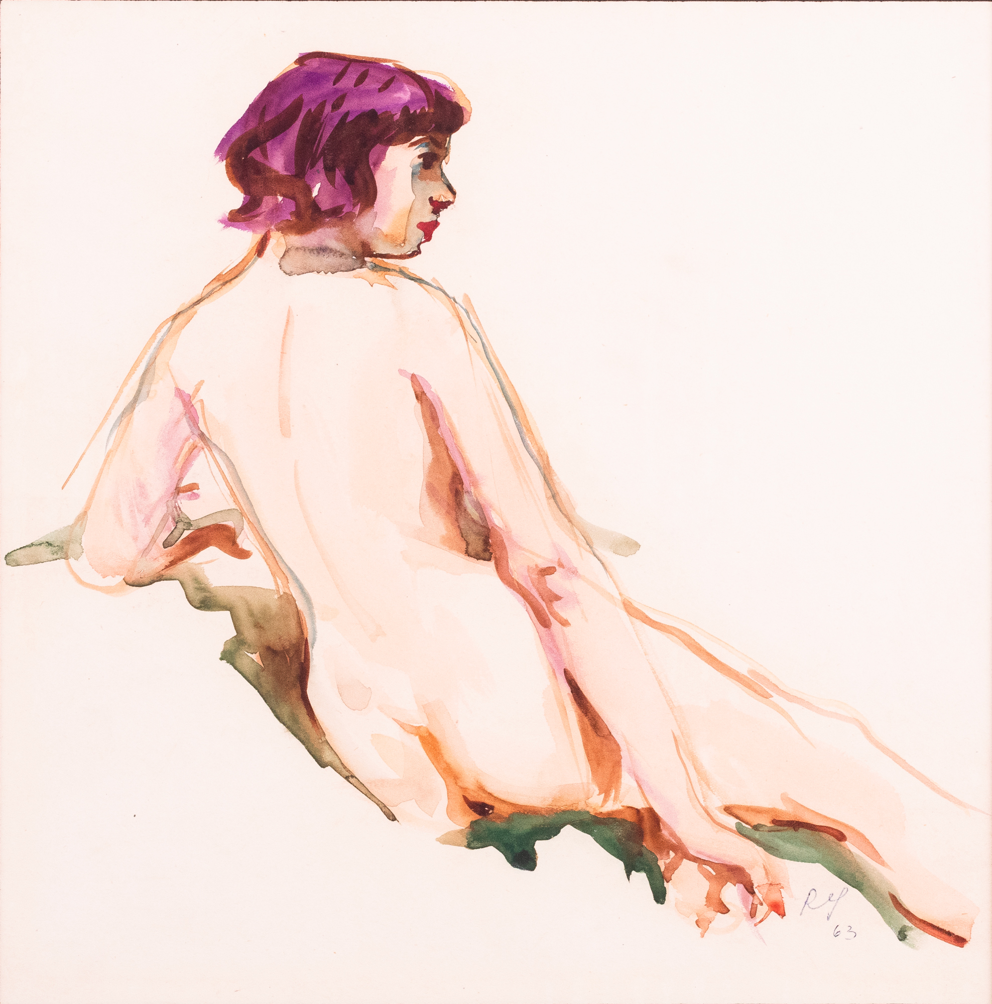 Istuv akt profiilis seljaga