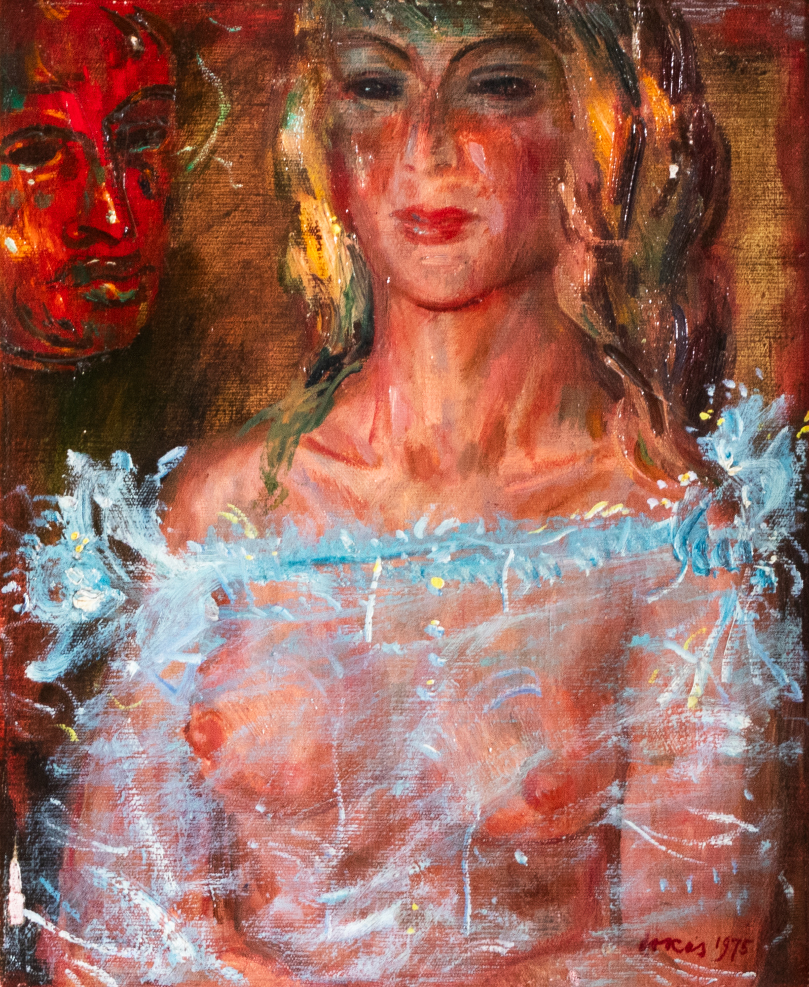 Naine punase maskiga