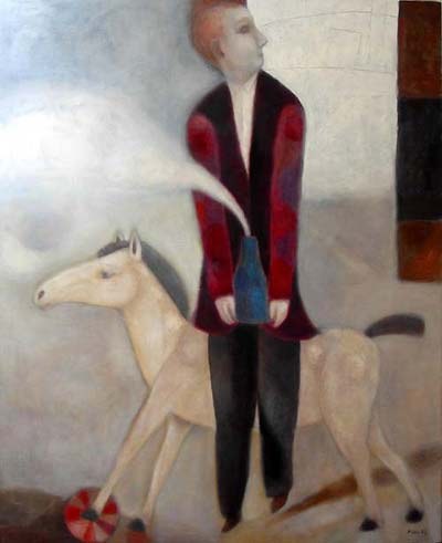 Mees ratsu ja vahuveiniga