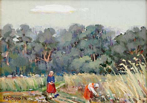 Kihnu maastik tütarlastega