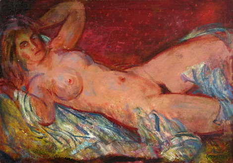 Naisakt punasel taustal