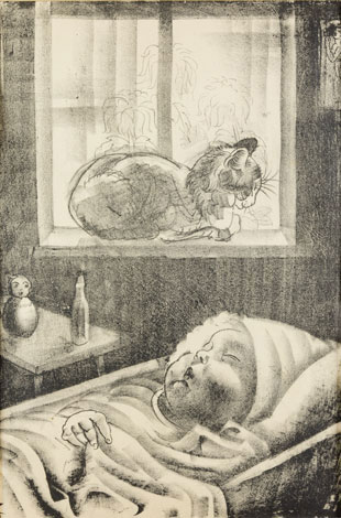 Eduard Wiiralt "Laps hällis ja kass aknal"