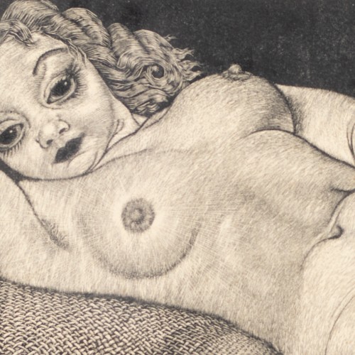 Eduard Wiiralt "Reclining Nude on Hemp Cloth"