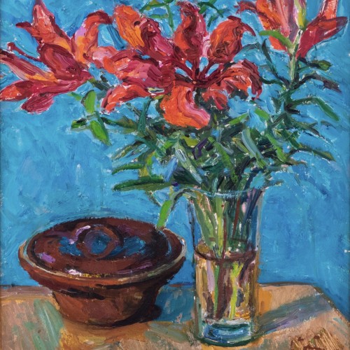 Red Lilies in a Vase