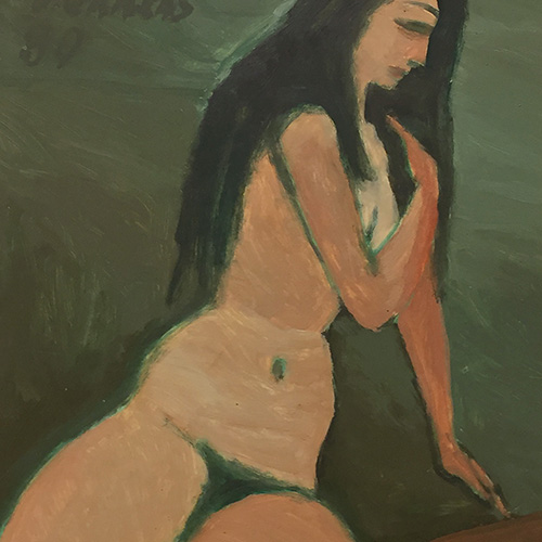 Valdur Ohakas "Nude on Green Backround"