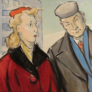 Felix Randel "Mees ja naine korrusmajade taustal"